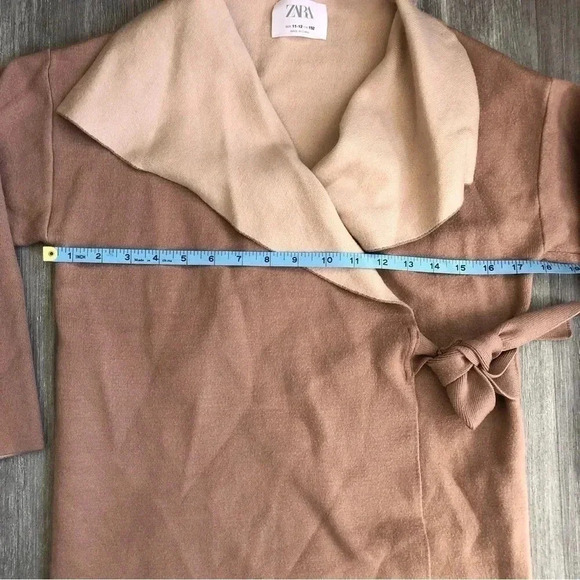 Zara kids‎ Girls Knit Cardigan with Waist Tie Tan/ Beige 11-12y - Picture 4 of 8